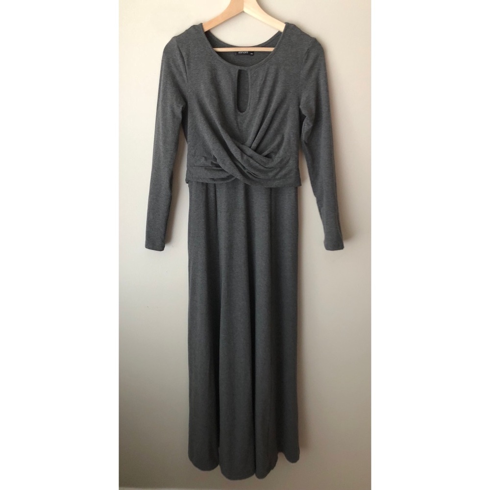 eShakti โข XS/2 โข Long Sleeve Maxi Dress Keyhole Wrap Front
